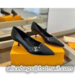 Low Price Louis Vuitton LV 6AM Black Lambskin Leather Pumps 55MM 6061902