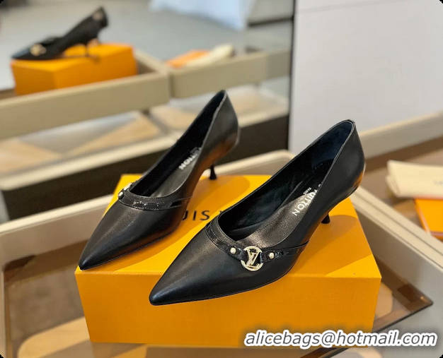 Low Price Louis Vuitton LV 6AM Black Lambskin Leather Pumps 55MM 6061902
