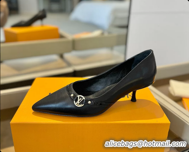Low Price Louis Vuitton LV 6AM Black Lambskin Leather Pumps 55MM 6061902