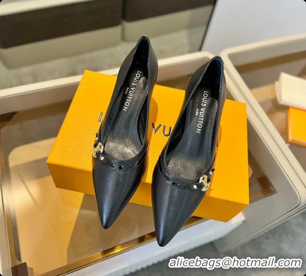 Low Price Louis Vuitton LV 6AM Black Lambskin Leather Pumps 55MM 6061902