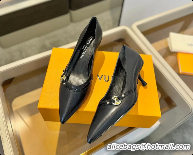 Low Price Louis Vuitton LV 6AM Black Lambskin Leather Pumps 55MM 6061902