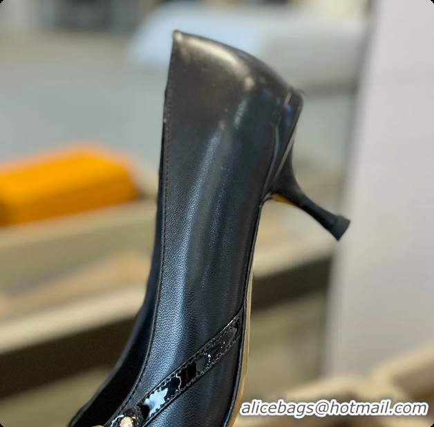 Low Price Louis Vuitton LV 6AM Black Lambskin Leather Pumps 55MM 6061902