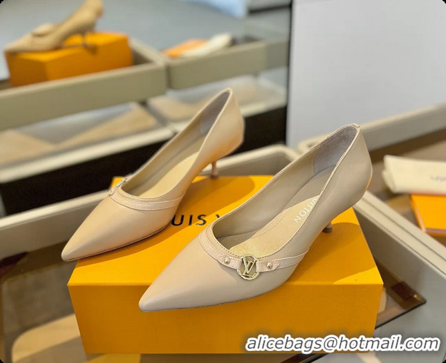 Good Looking Louis Vuitton LV 6AM Beige Lambskin Leather Pumps 55MM 6061902