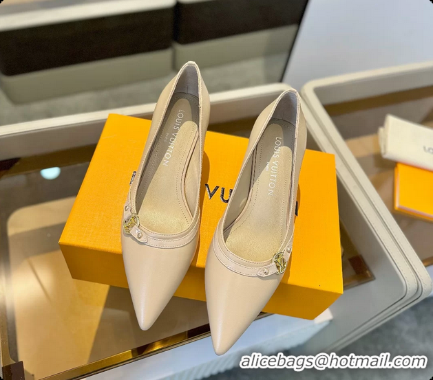 Good Looking Louis Vuitton LV 6AM Beige Lambskin Leather Pumps 55MM 6061902
