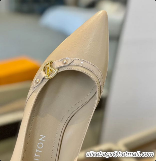 Good Looking Louis Vuitton LV 6AM Beige Lambskin Leather Pumps 55MM 6061902