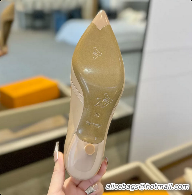 Good Looking Louis Vuitton LV 6AM Beige Lambskin Leather Pumps 55MM 6061902