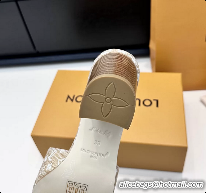 Popular Style Louis Vuitton LVxTM LV Frame Heeled Mule Slides Sandals Beige Monogram Canvas 6061903