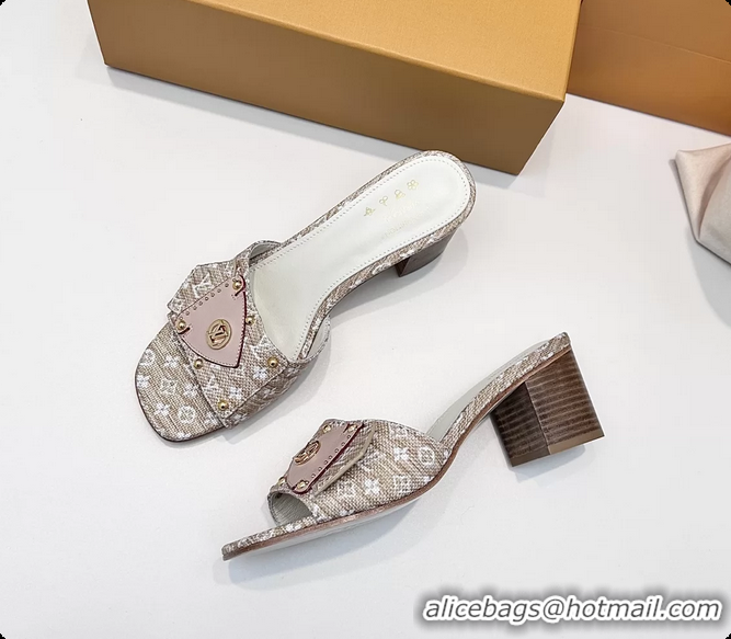 Popular Style Louis Vuitton LVxTM LV Frame Heeled Mule Slides Sandals Beige Monogram Canvas 6061903