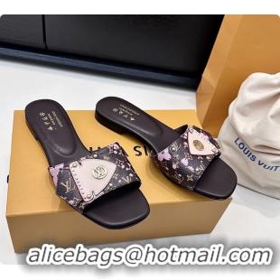Charming Louis Vuitton LVxTM LV Frame Flat Mule Slides Sandals Brown Multicolor Monogram Canvas 6061903
