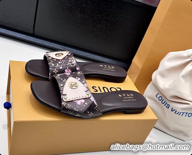 Charming Louis Vuitton LVxTM LV Frame Flat Mule Slides Sandals Brown Multicolor Monogram Canvas 6061903