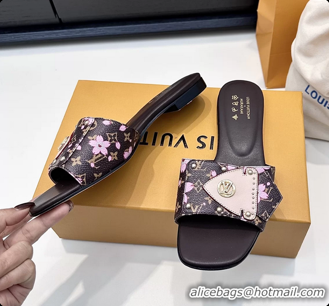 Charming Louis Vuitton LVxTM LV Frame Flat Mule Slides Sandals Brown Multicolor Monogram Canvas 6061903