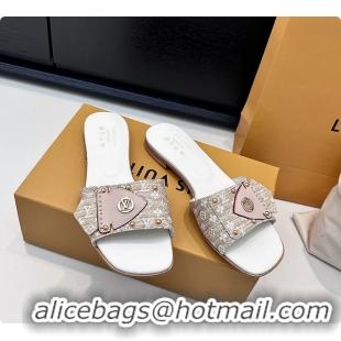 Charming Louis Vuitton LVxTM LV Frame Flat Mule Slides Sandals Beige Monogram Canvas 6061903