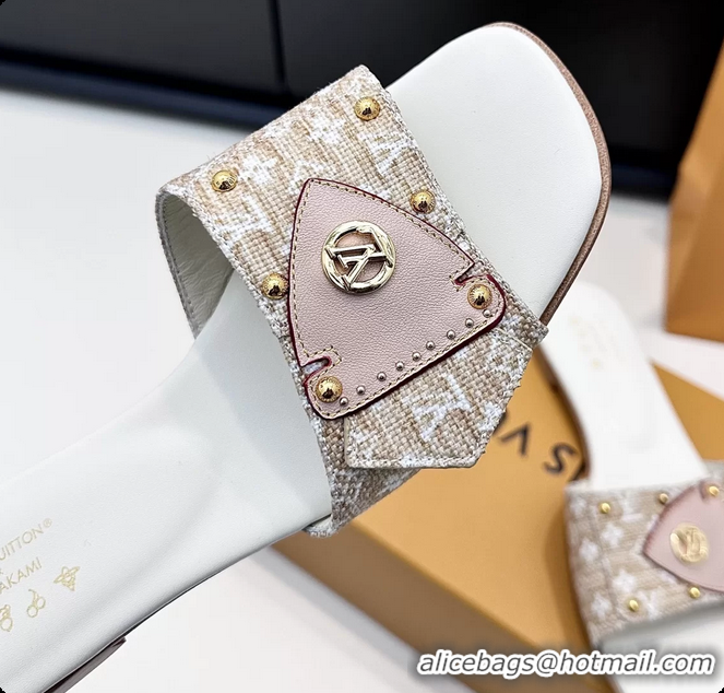 Charming Louis Vuitton LVxTM LV Frame Flat Mule Slides Sandals Beige Monogram Canvas 6061903