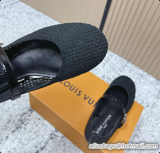 Hot Style Louis Vuitton LV Romy Mary Janes Ballet Flats Black Embroidered Fabric 6061906