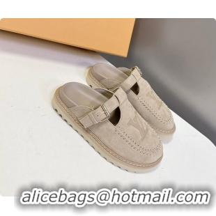 Most Popular Louis Vuitton Colorado Closed Flat Mules Sable Beige Suede Calf Leather 6062001