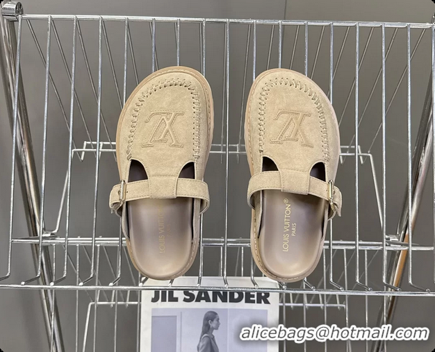 Most Popular Louis Vuitton Colorado Closed Flat Mules Sable Beige Suede Calf Leather 6062001