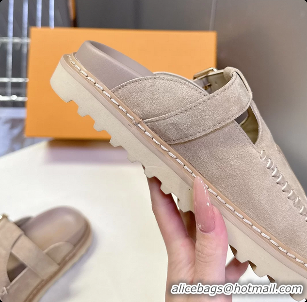 Most Popular Louis Vuitton Colorado Closed Flat Mules Sable Beige Suede Calf Leather 6062001