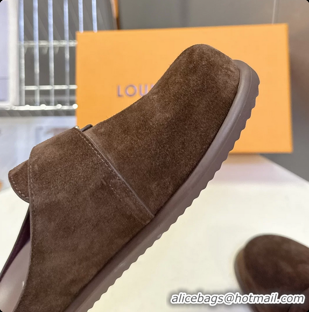 Unique Style Louis Vuitton LV Easy Flat Mules Brown Suede Calf Leather 6062001