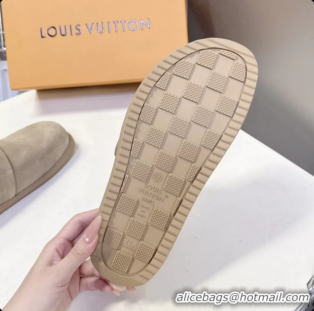 Good Looking Louis Vuitton LV Easy Flat Mules Beige Suede Calf Leather 6062001