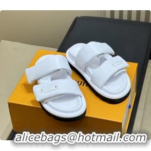 Pretty Style Louis Vuitton Pool Pillow Comfort Mule Slides Sandals White Monogram Leather 6062003