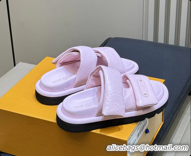 Durable Louis Vuitton Pool Pillow Comfort Mule Slides Sandals Pink Monogram Leather 6062003