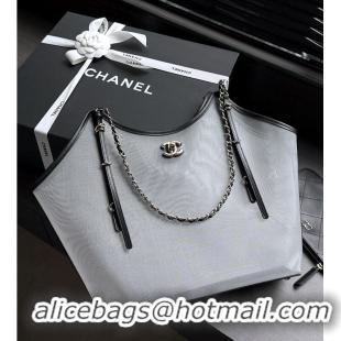 Top Grade Chanel Large Shopping Bag Mesh With Calfskin & Gold-Tone Metal Transparent AS5632 Black 2026