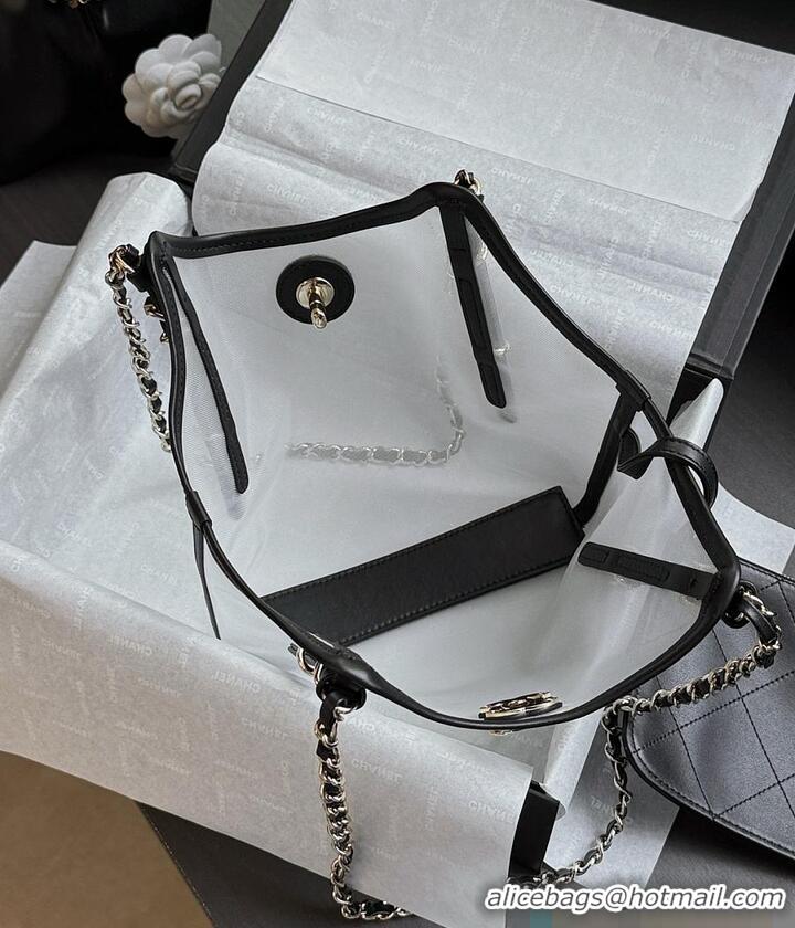 Super Quality Chanel Coco Beach Small Shopping Bag Mesh/Calfskin With Gold-Tone Metal Transparent AS5633 Black 2026