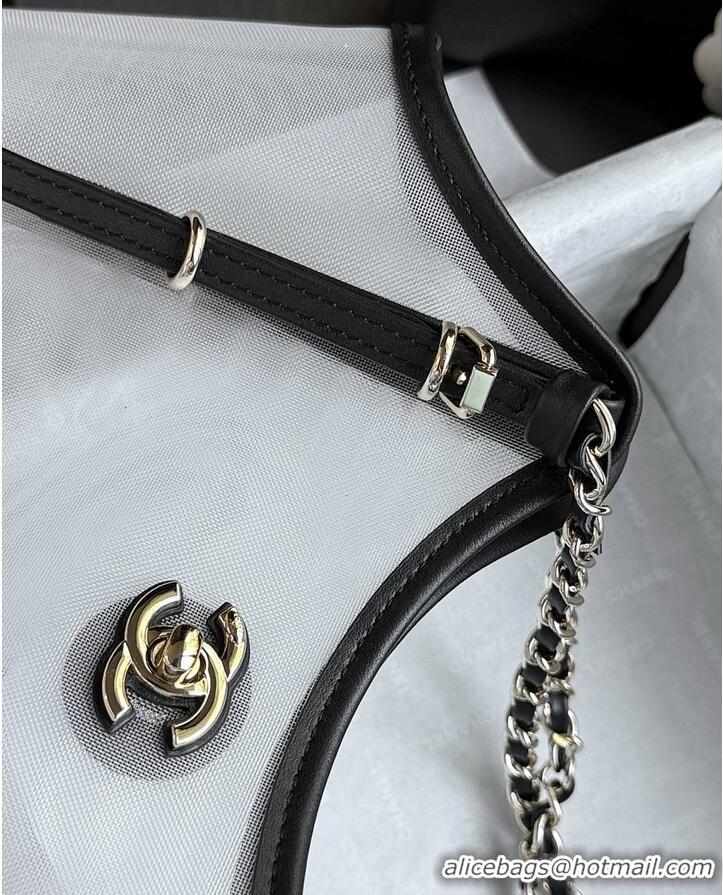Super Quality Chanel Coco Beach Small Shopping Bag Mesh/Calfskin With Gold-Tone Metal Transparent AS5633 Black 2026