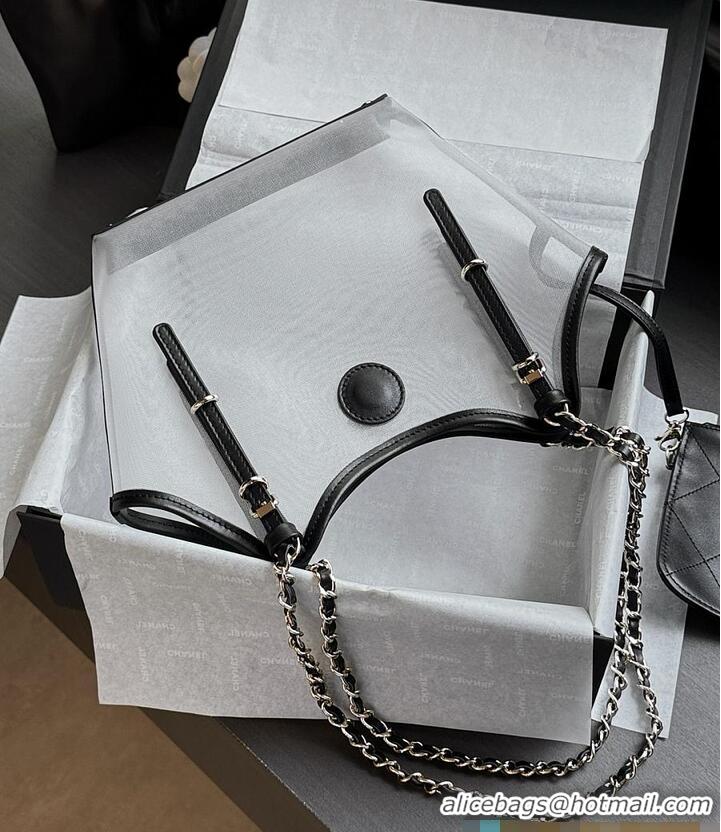 Super Quality Chanel Coco Beach Small Shopping Bag Mesh/Calfskin With Gold-Tone Metal Transparent AS5633 Black 2026