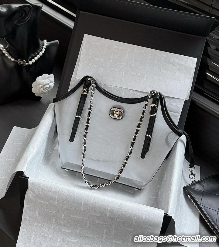 Super Quality Chanel Coco Beach Small Shopping Bag Mesh/Calfskin With Gold-Tone Metal Transparent AS5633 Black 2026