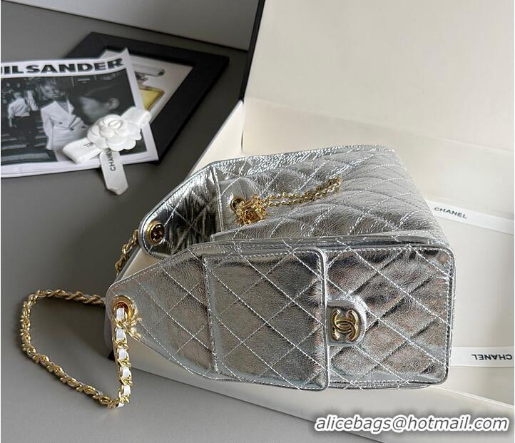 Best Price Chanel 25 Small Handbag Metallic Calfskin & Gold-Tone Metal AS5634 Silver 2026