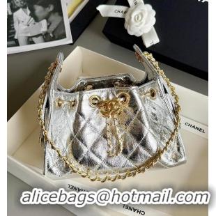 Best Quality Chanel 25 Mini Handbag Metallic Calfskin & Gold-Tone Metal AS5635 Silver 2026