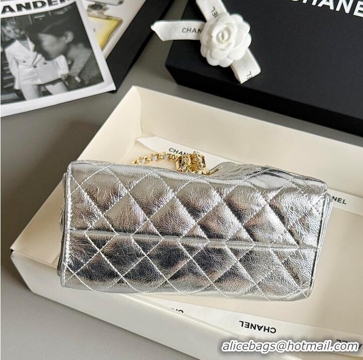Best Quality Chanel 25 Mini Handbag Metallic Calfskin & Gold-Tone Metal AS5635 Silver 2026