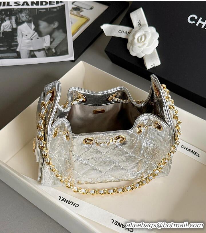 Best Quality Chanel 25 Mini Handbag Metallic Calfskin & Gold-Tone Metal AS5635 Silver 2026