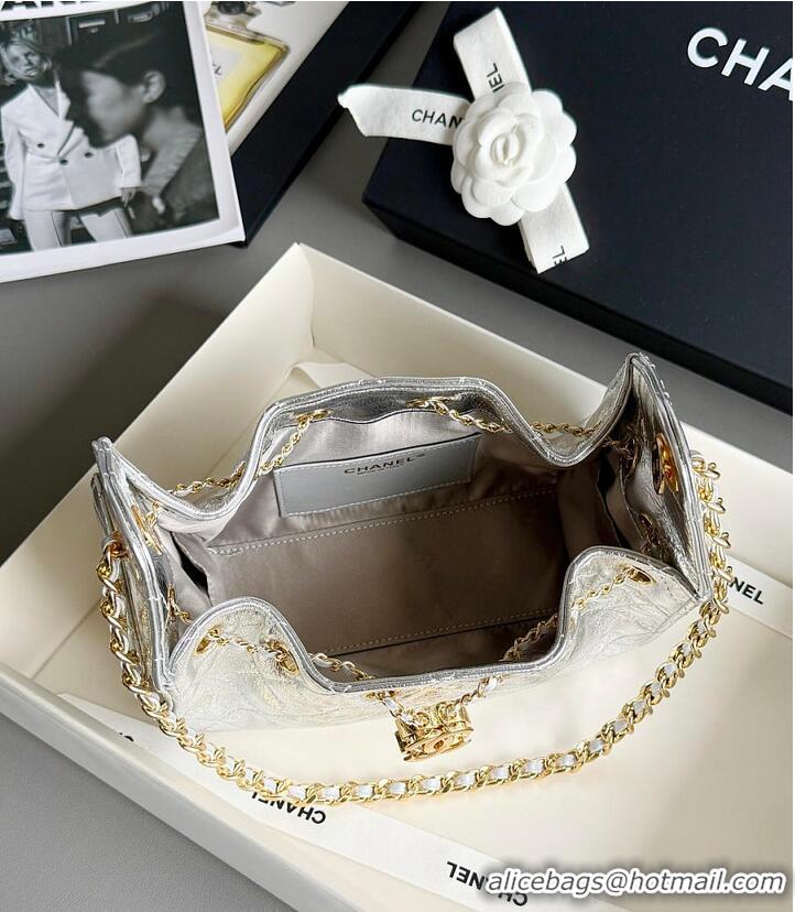 Best Quality Chanel 25 Mini Handbag Metallic Calfskin & Gold-Tone Metal AS5635 Silver 2026