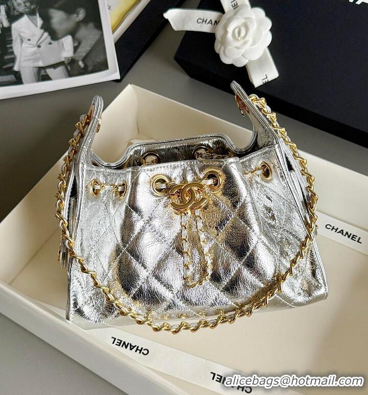 Best Quality Chanel 25 Mini Handbag Metallic Calfskin & Gold-Tone Metal AS5635 Silver 2026
