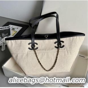 Promotional Chanel Small Shopping Bag Canvas With Calfskin & Gold-Tone Metal Ecru AS5638 Black 2026