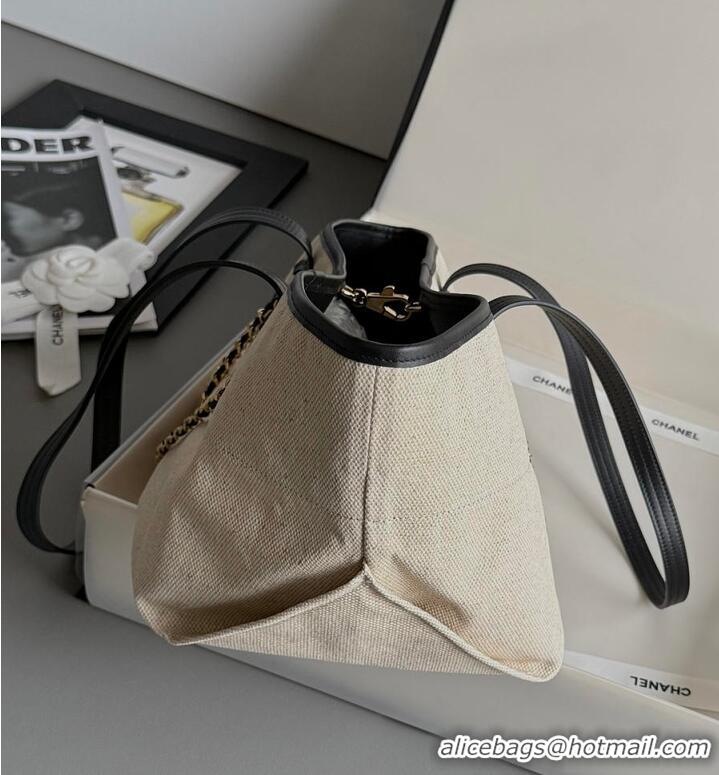 Promotional Chanel Small Shopping Bag Canvas With Calfskin & Gold-Tone Metal Ecru AS5638 Black 2026