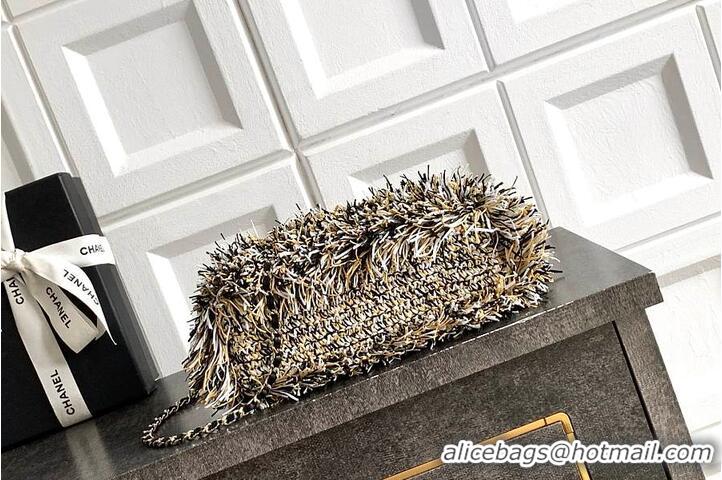 Top Grade Chanel Raffia-Effect Fabric Mini Shopping Bag AS4416 White/Light Beige/Black 2026