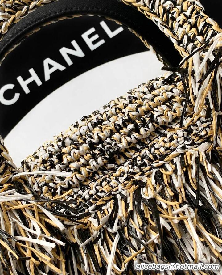 Top Grade Chanel Raffia-Effect Fabric Mini Shopping Bag AS4416 White/Light Beige/Black 2026