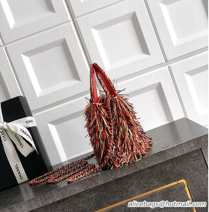 Classic Discount Chanel Raffia-Effect Fabric Mini Shopping Bag AS4416 Red/Light Beige/Black 2026
