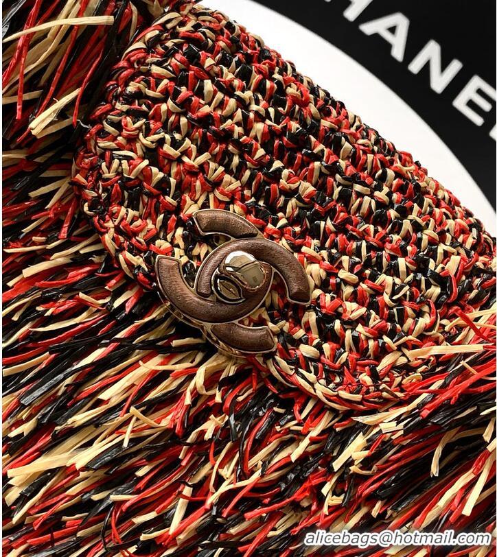 Classic Discount Chanel Raffia-Effect Fabric Mini Shopping Bag AS4416 Red/Light Beige/Black 2026