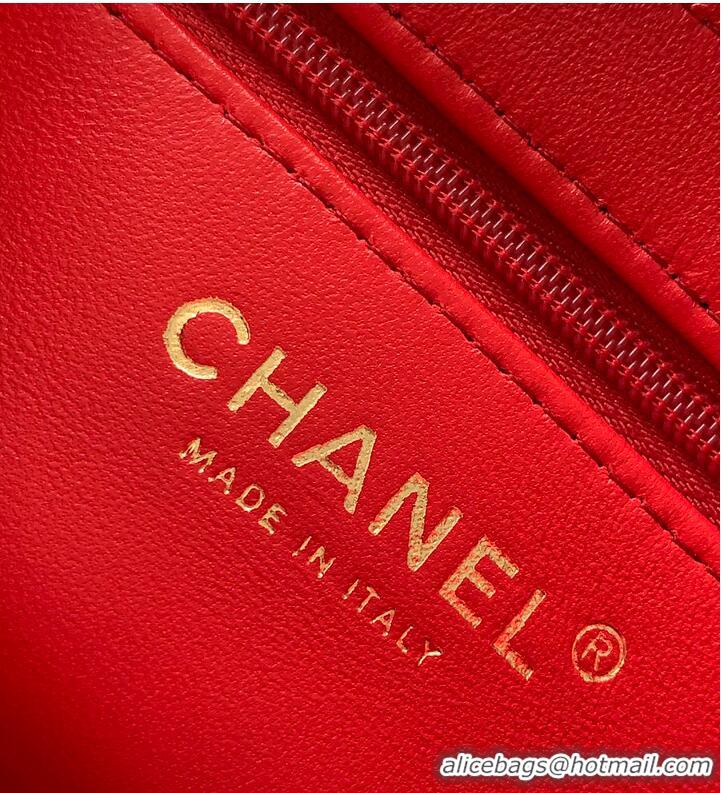 Classic Discount Chanel Raffia-Effect Fabric Mini Shopping Bag AS4416 Red/Light Beige/Black 2026