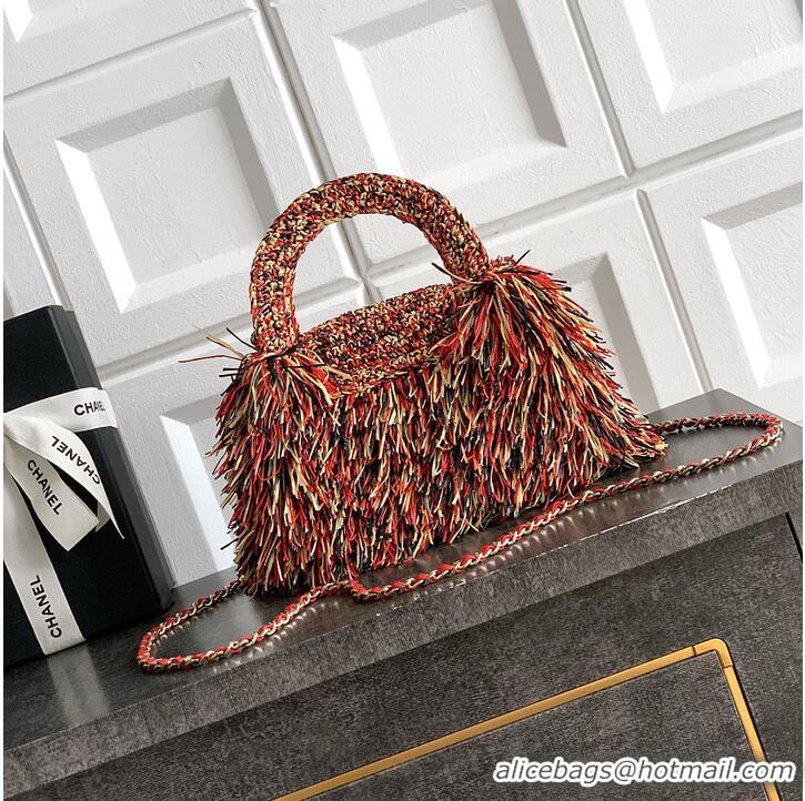 Classic Discount Chanel Raffia-Effect Fabric Mini Shopping Bag AS4416 Red/Light Beige/Black 2026