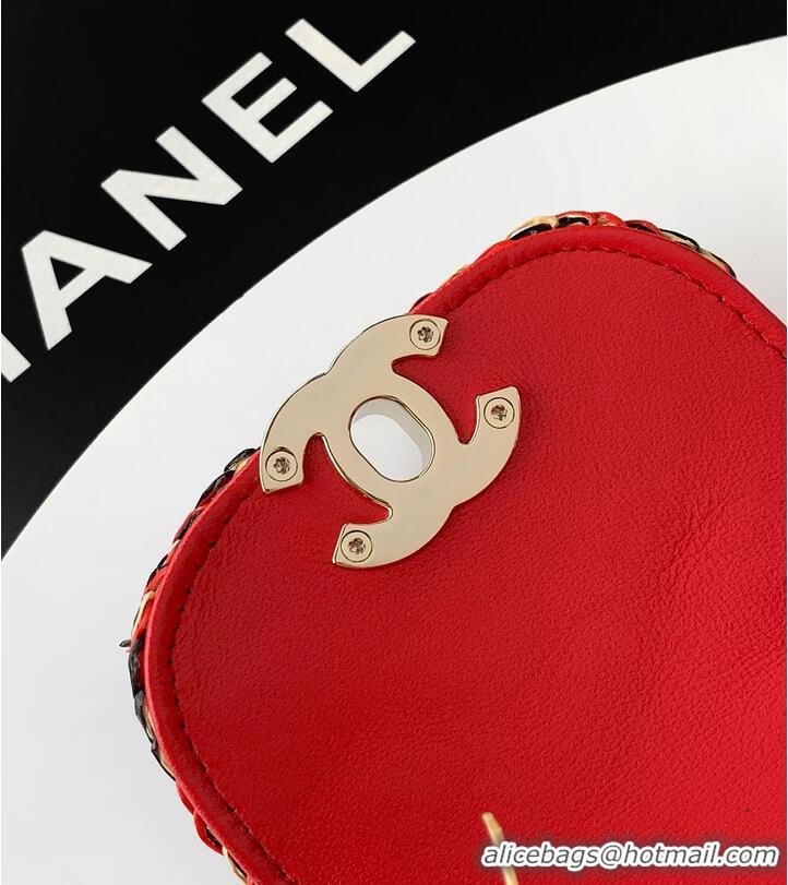 Classic Discount Chanel Raffia-Effect Fabric Mini Shopping Bag AS4416 Red/Light Beige/Black 2026