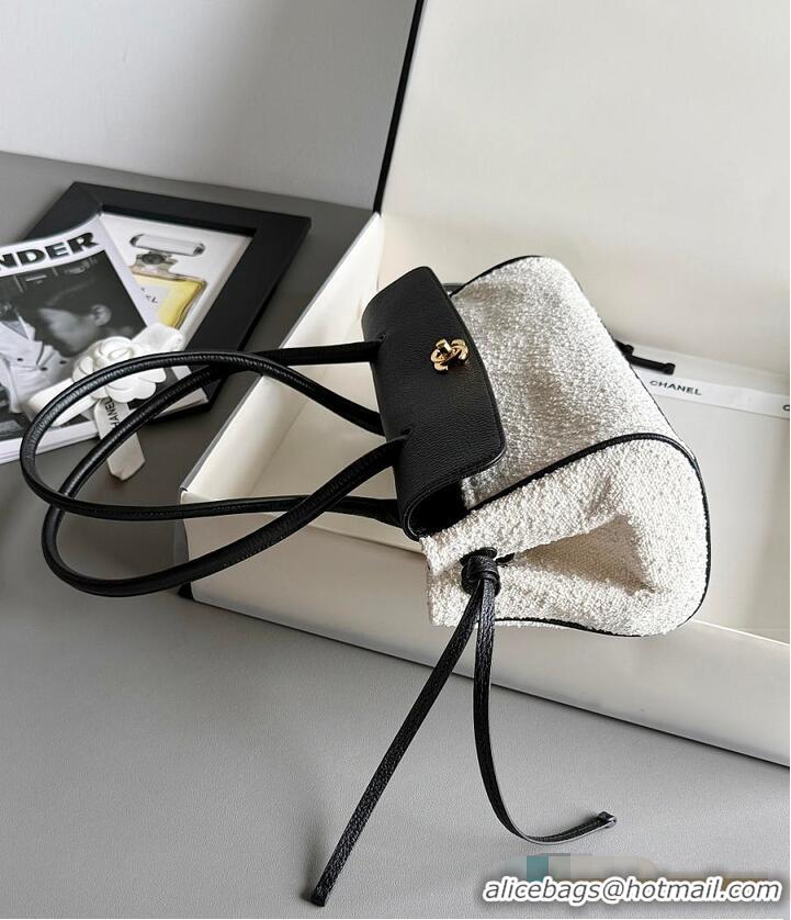 Best Product Chanel 26S Small Shopping Bag Matthieu Blazy Black/Ecru Tweed Leather AS4425