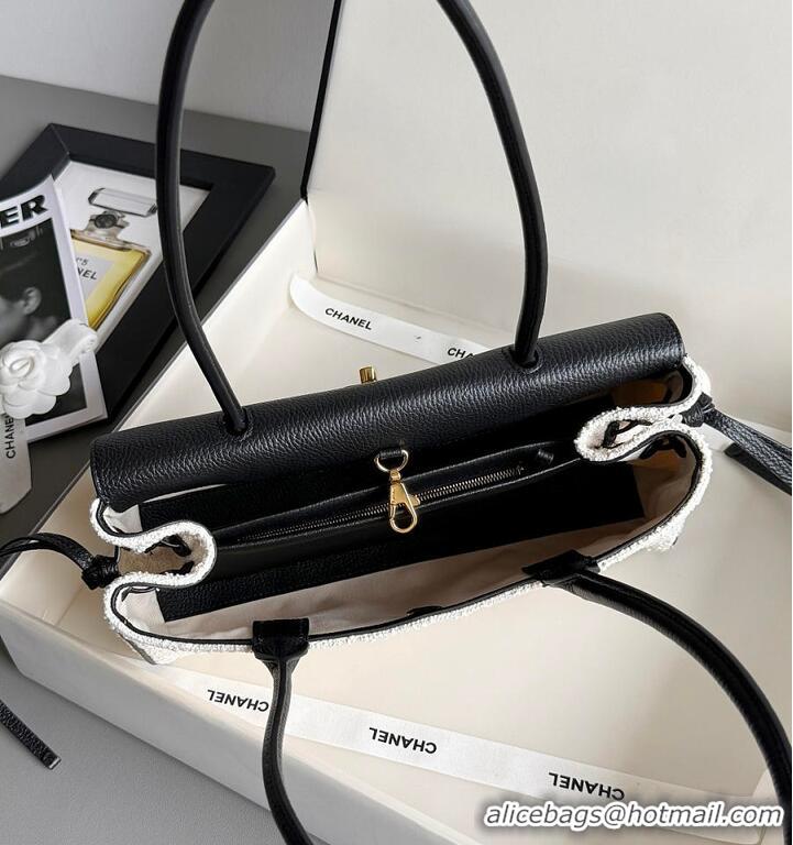 Best Product Chanel 26S Small Shopping Bag Matthieu Blazy Black/Ecru Tweed Leather AS4425