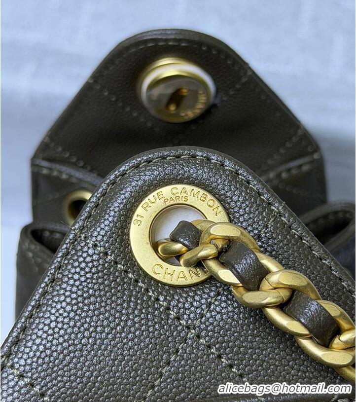 Well Crafted Chanel 25 Mini Handbag Grained Calfskin & Gold-Tone Metal AS5631 Dark Olive 2026