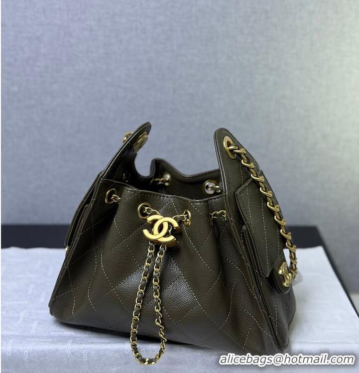 Well Crafted Chanel 25 Mini Handbag Grained Calfskin & Gold-Tone Metal AS5631 Dark Olive 2026