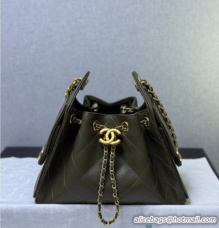 Well Crafted Chanel 25 Mini Handbag Grained Calfskin & Gold-Tone Metal AS5631 Dark Olive 2026